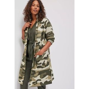 Anthropologie Maeve Kieran Sweater Coat Camo 1X